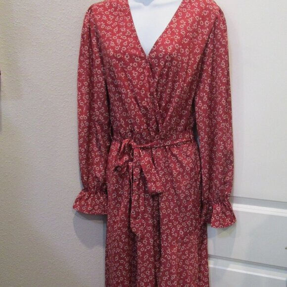 BTFBM WOMEN'S LONG SLEEVE WRAP MAXI DRESS W/BELT SZ LG NWOT - Picture 7 of 9